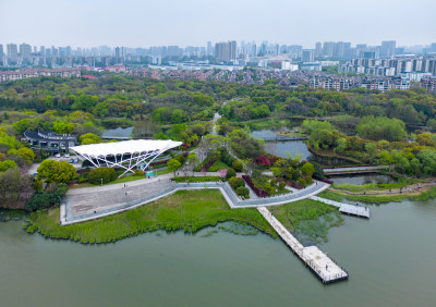 航拍江苏无锡蠡湖国家城市湿地公园