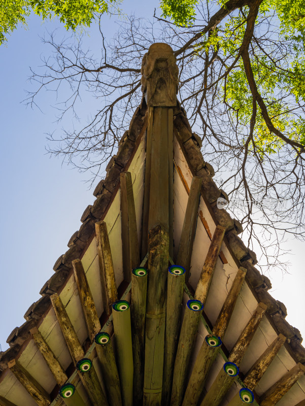 山西太原晋祠古建筑的飞檐翘角