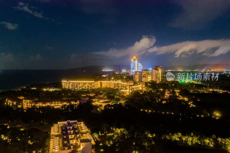 海南三亚海棠湾夜景航拍