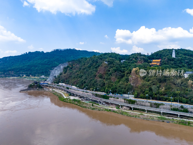 四川宜宾河流风光航拍图