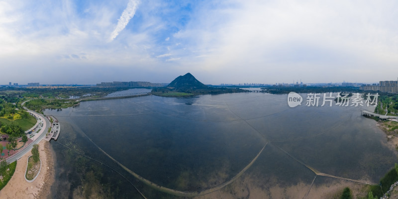 山东济南华山湖航拍全景