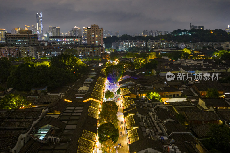 航拍福州三坊七巷夜景
