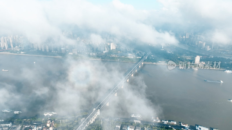 武汉市风光航拍城市建筑长江两岸风景