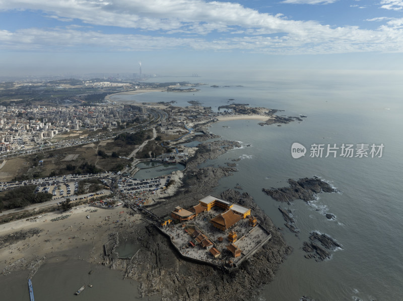 福建泉州石狮洛伽寺妈祖庙古建筑寺庙航拍