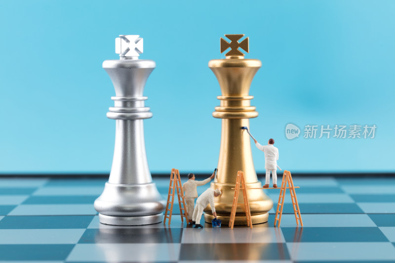 粉刷匠在棋盘上粉刷棋子