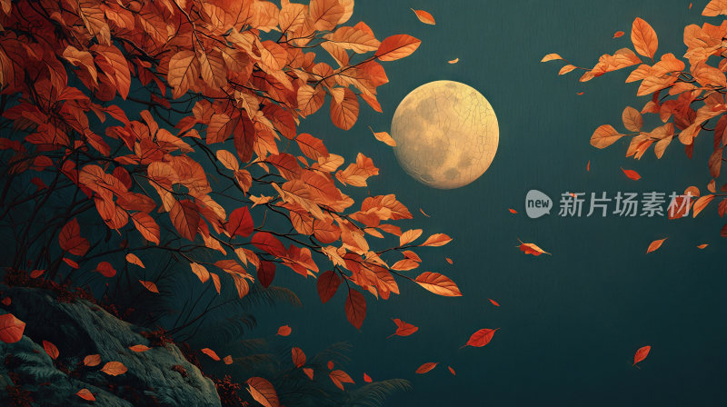 明月中秋节圆月月亮中国风古风月色唯美意境