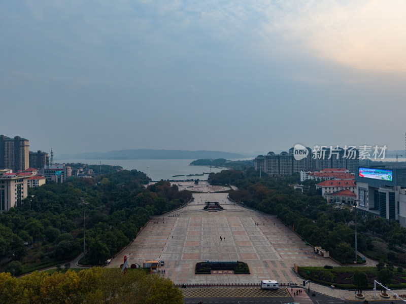 湖南岳阳南湖广场航拍