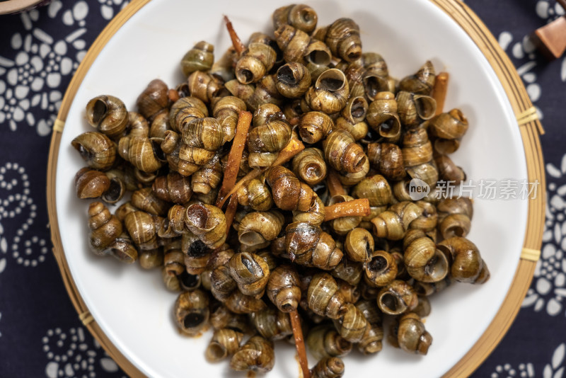 炒螺蛳螺肉中国菜农家菜美食特写