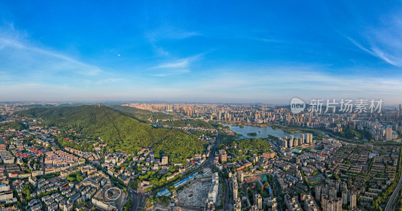 航拍长沙岳麓山风光城市天际线