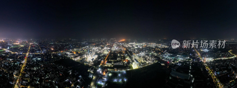 广东茂名城市夜景灯光航拍全景图