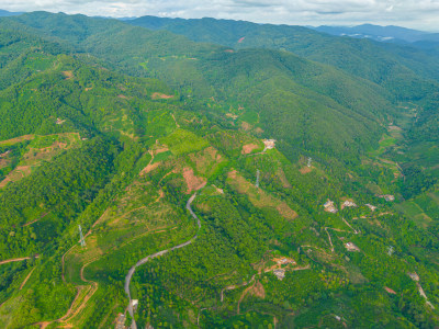 航拍乡村田园风光梯田田地