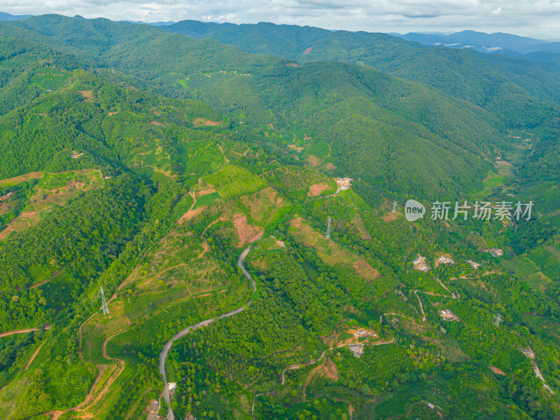 航拍乡村田园风光梯田田地