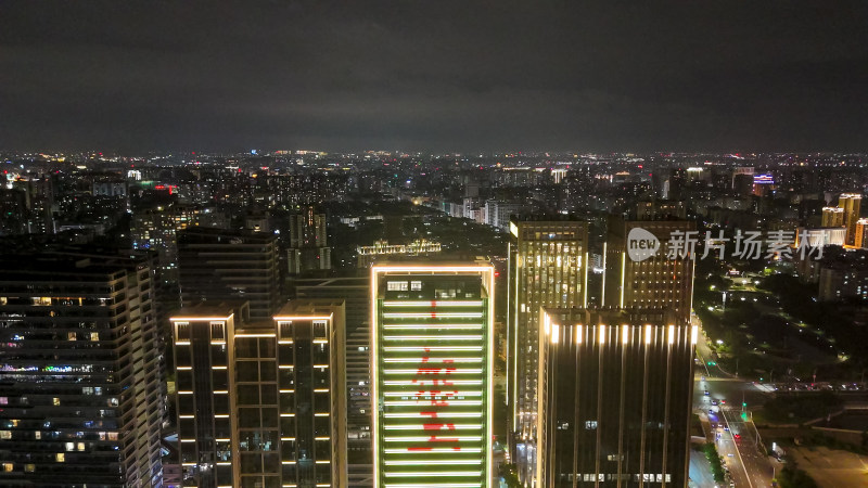 汕头城市夜景灯光交通航拍图