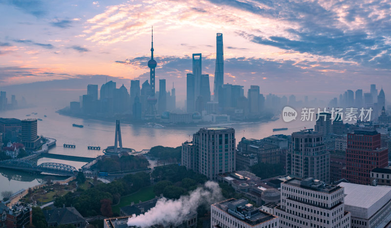 上海城市夜景陆家嘴浦西全景