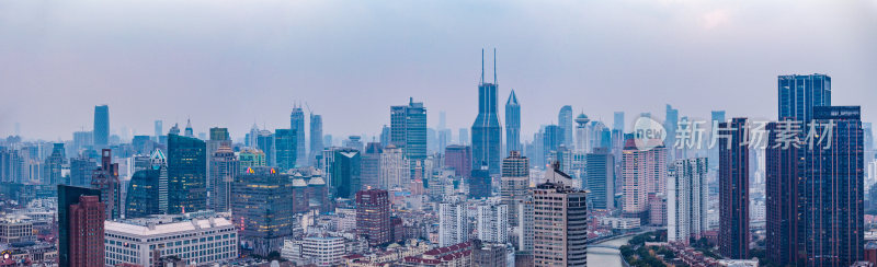 航拍上海南京西路浦西高楼群全景