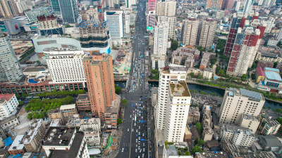 昆明城市拥堵交通航拍