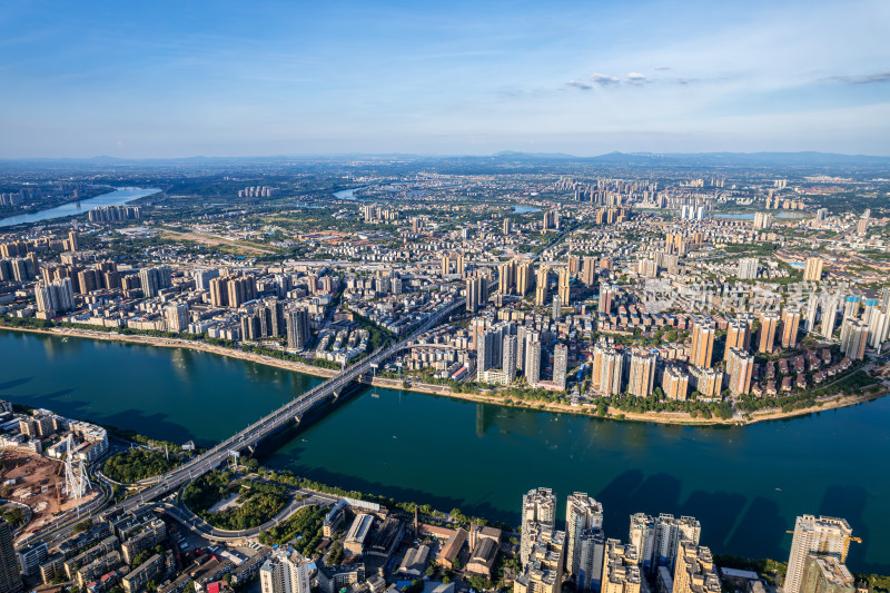 湖南衡阳城市夏天航拍风光