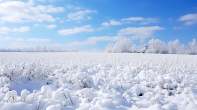 大雪过后被积雪覆盖的山林与小路