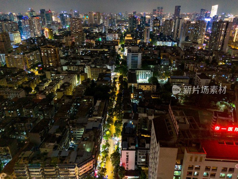 成都春熙路夜景航拍图