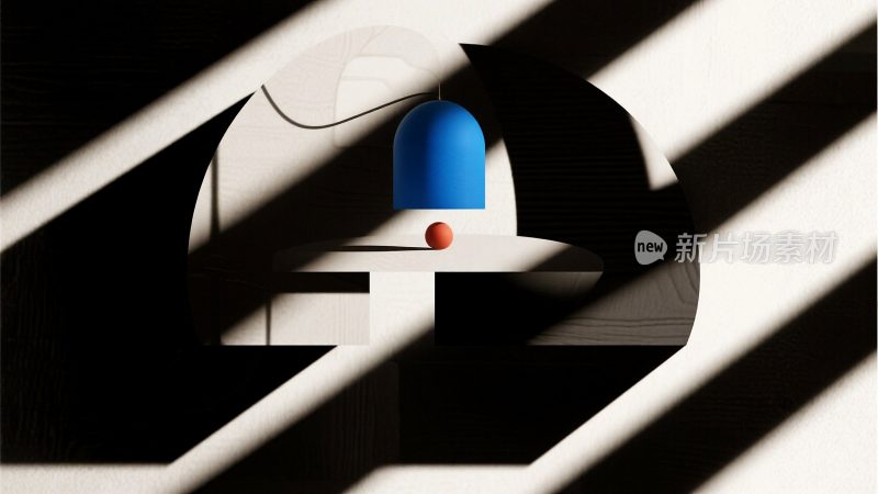 光影下的抽象几何物体组合