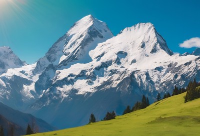 雪山草原森林风景