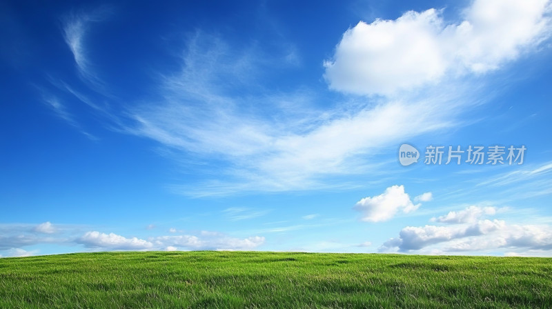 蓝天白云下一片绿色草坪来碧草蓝天风景