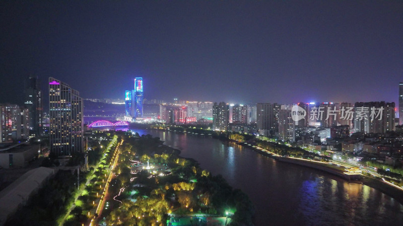 甘肃兰州夜景兰州城市夜景航拍