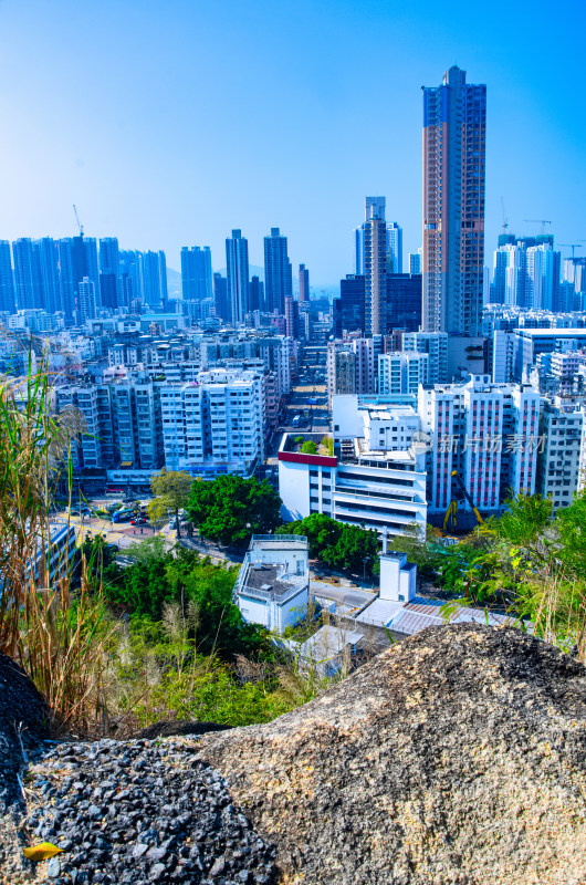 香港深水埗嘉顿山顶看城市高楼建筑群