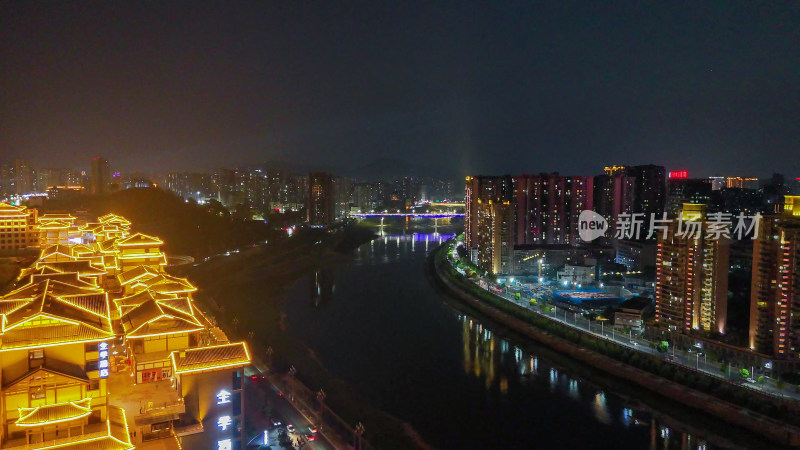 四川达州夜景达州大景航拍