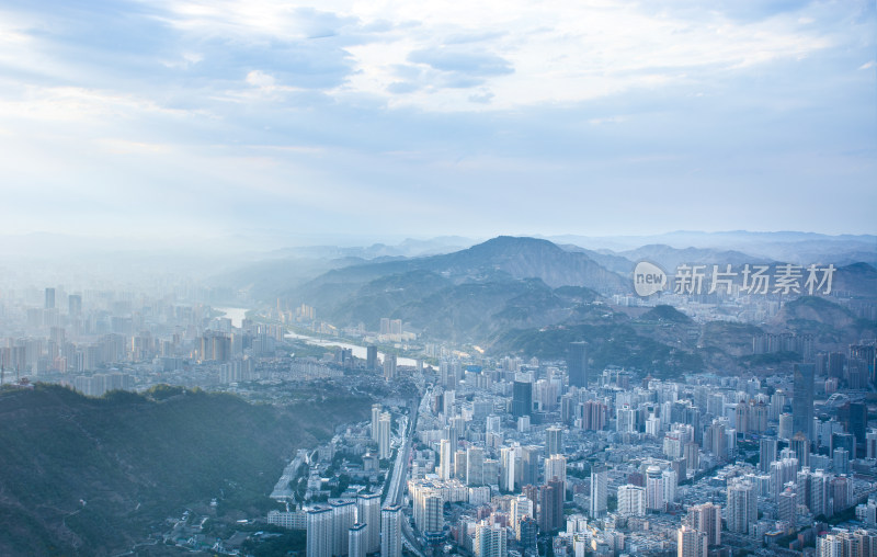 甘肃兰州大场景航拍城市风光