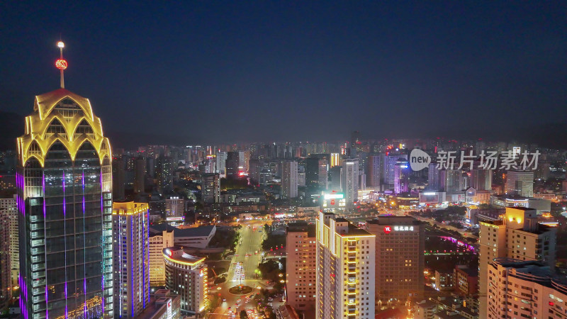 青海西宁夜景西宁建设航拍