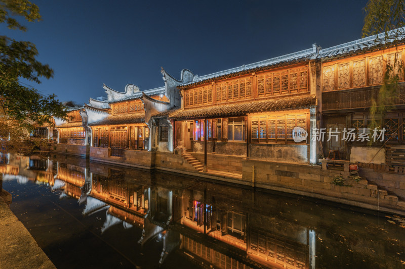 江南水乡-浙江嘉兴月河历史街区夜景