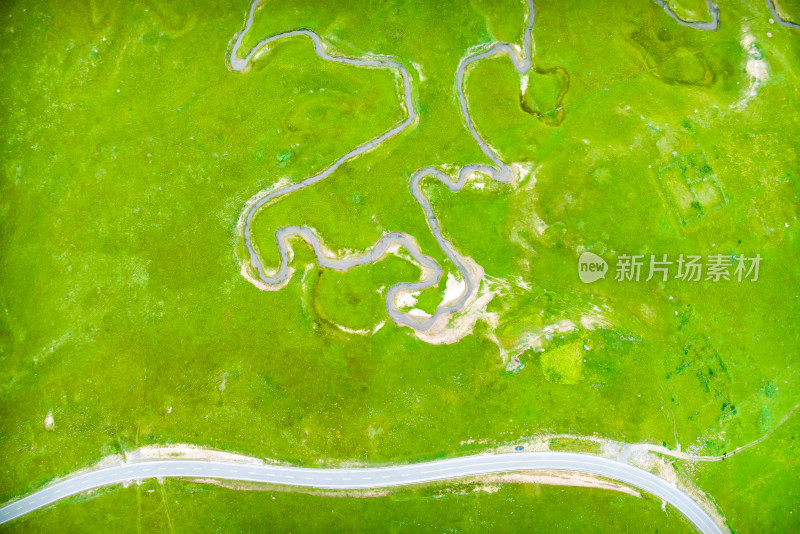 中国黄河九曲第一湾若尔盖草原航拍