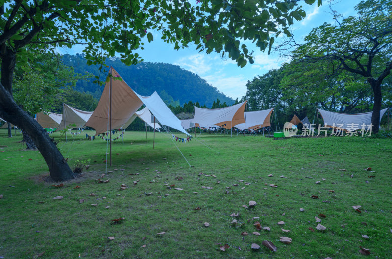广州南沙蒲洲花园草坪草地户外露营帐篷