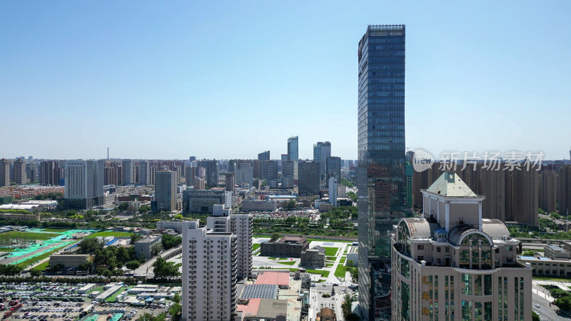 航拍河北石家庄城市大景