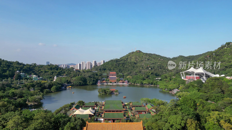 航拍广东珠海圆明新园