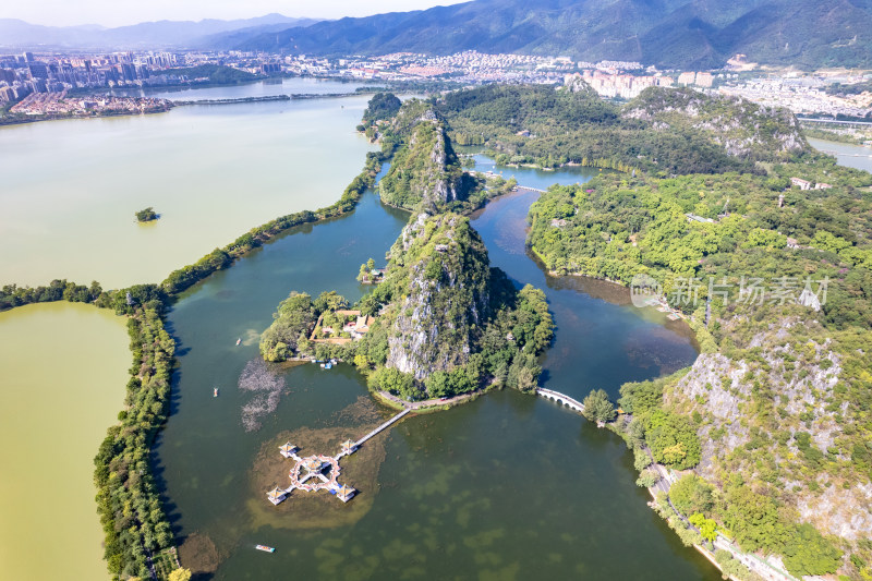 广东肇庆七星岩5A景区航拍图