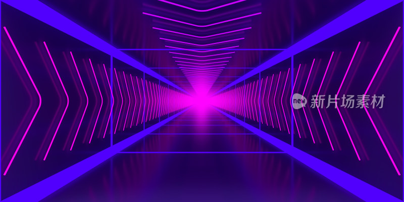 未来感霓虹光线隧道背景