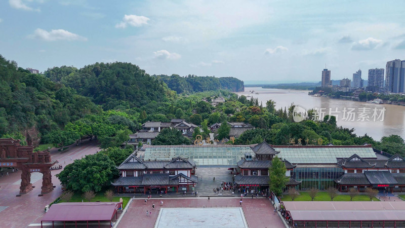 航拍四川乐山大佛游客中心摄影图