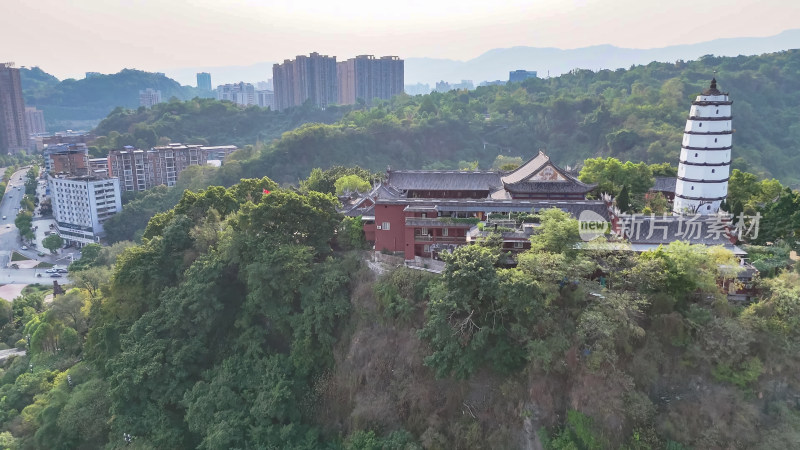 四川达州龙爪塔朝阳寺航拍图