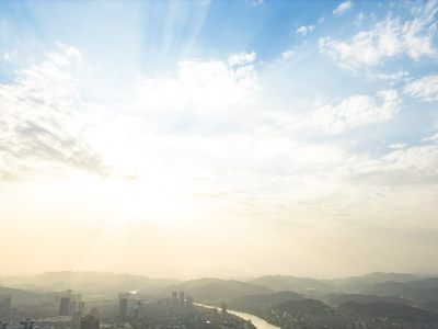 湖南湘西怀化城市全景航拍摄影图