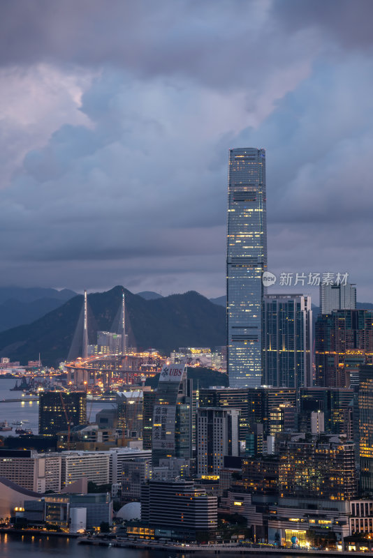 香港维多利亚港CBD中环夜景日出繁华都市