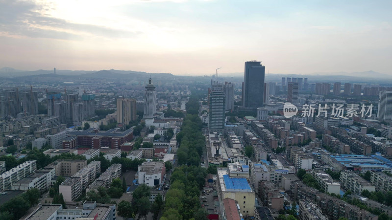 航拍山东淄博城市建设淄博风光