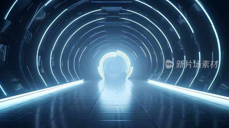 科技感隧道空间3D渲染背景图片