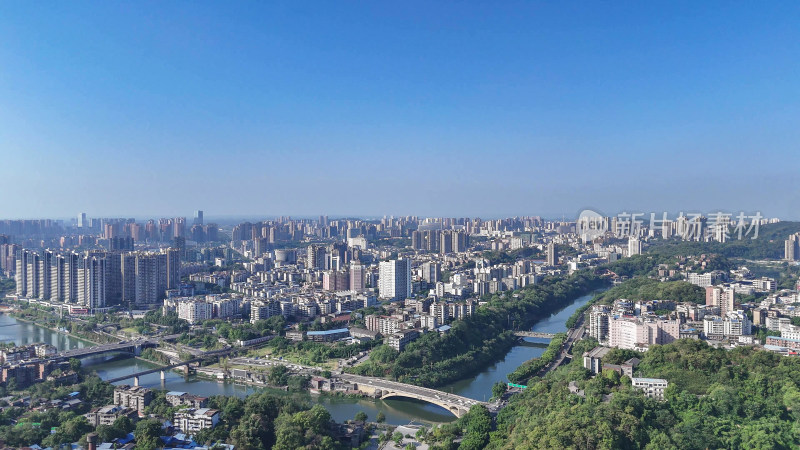 航拍四川自贡大景自贡城市建设摄影图