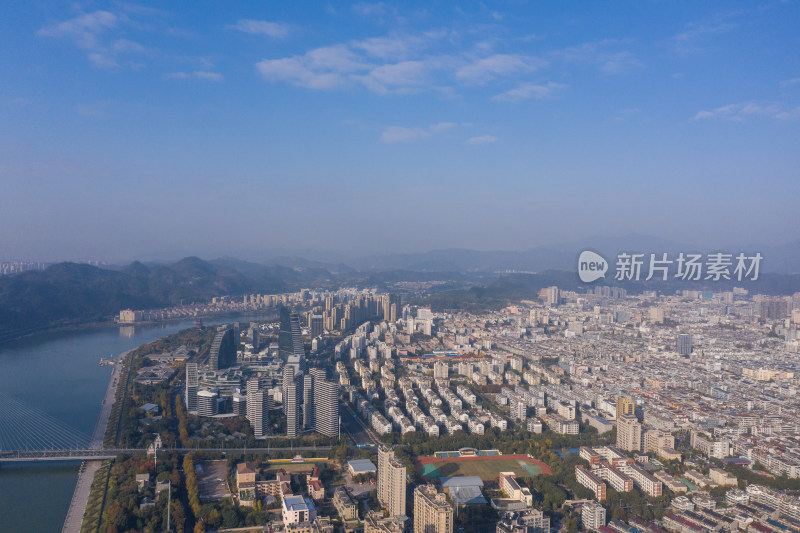 浙江丽水城区风光航拍全景