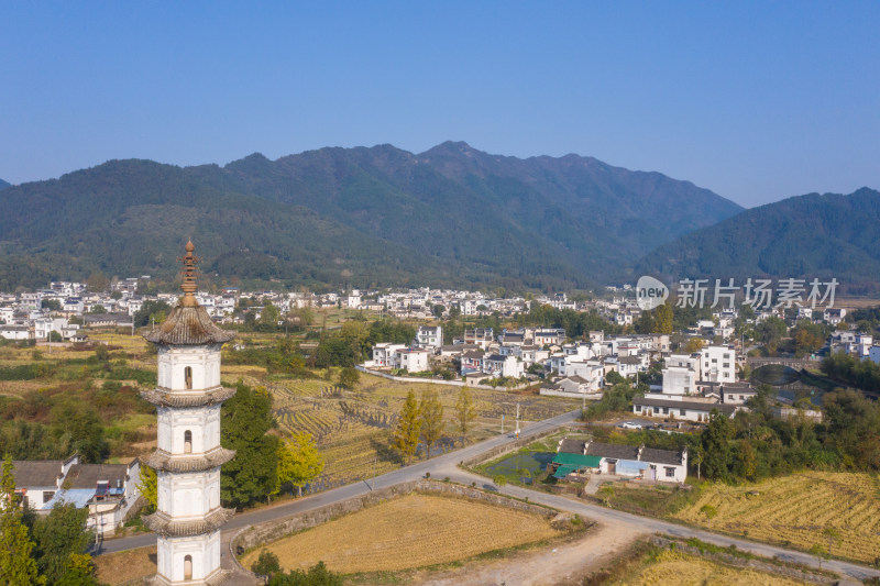 黄山黟县风光云门塔碧山村徽派建筑