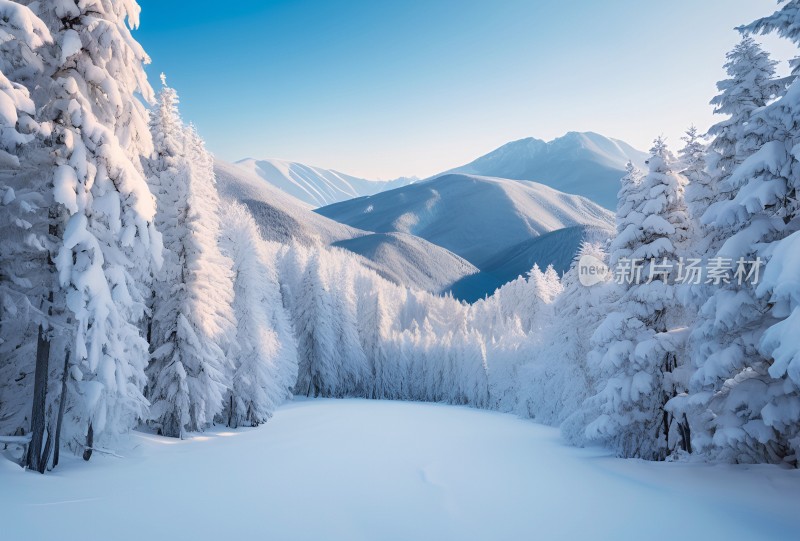 冬季森林白雪覆盖风景