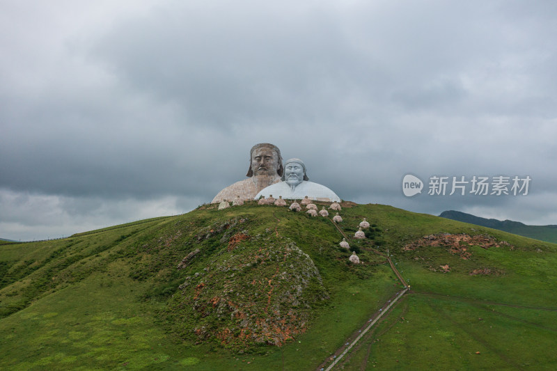 航拍霍林郭勒可汗山景区风光