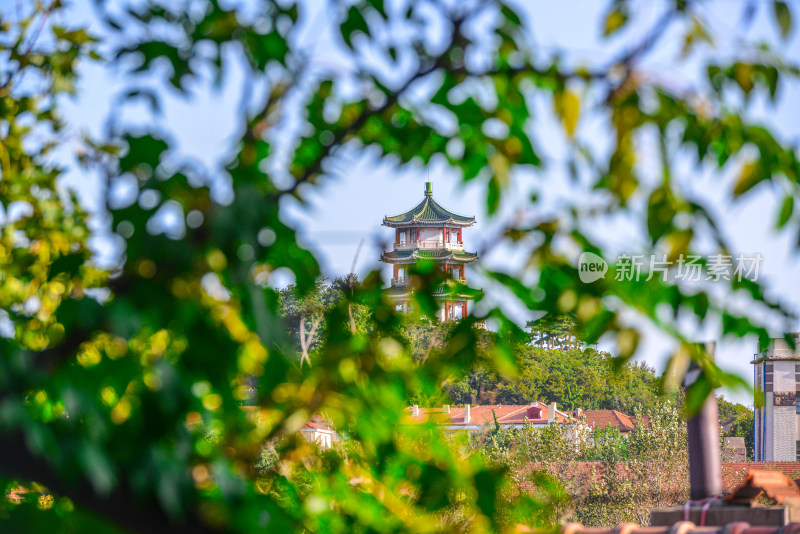 青岛小鱼山揽潮阁风景区风光